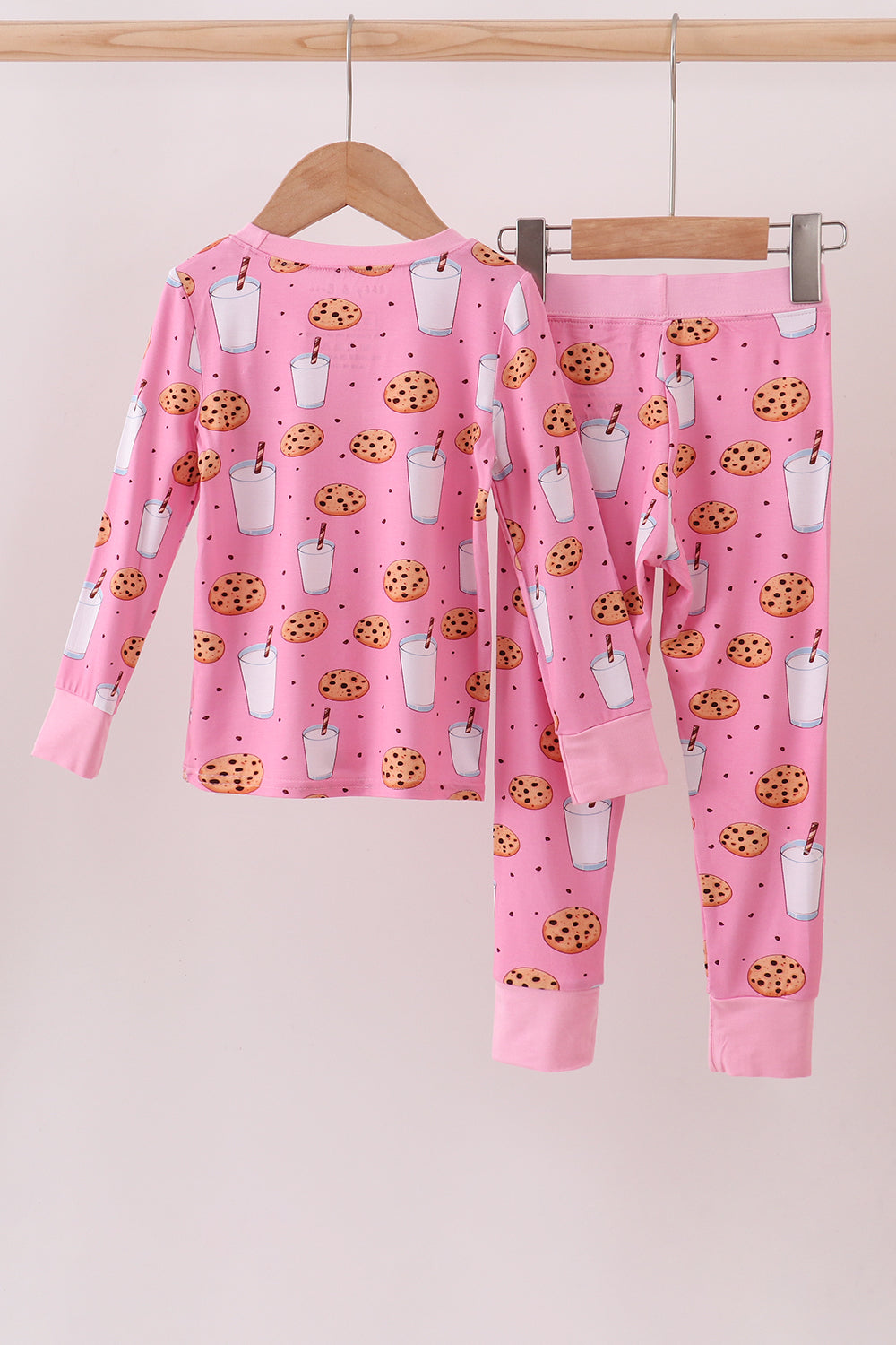 Girls & Boys Long Sleeve Pajama Set – Pink Cookies & Milk Print