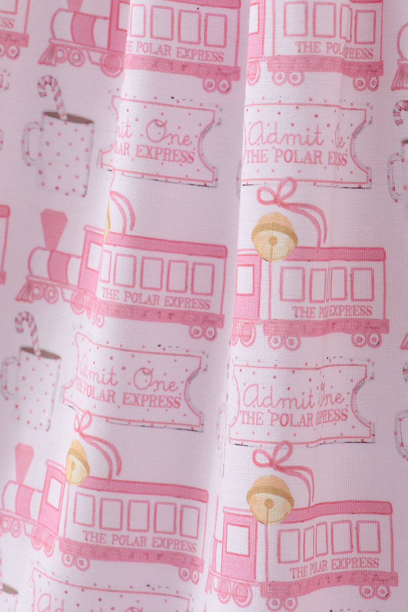 All Aboard Pink Train Twirl Dress