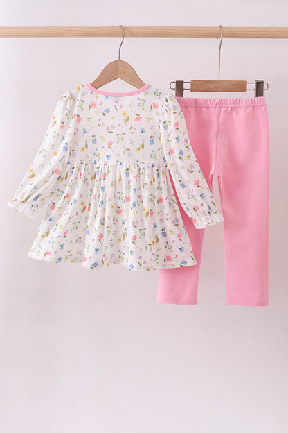 Pink Duck Embroidery Pants Set