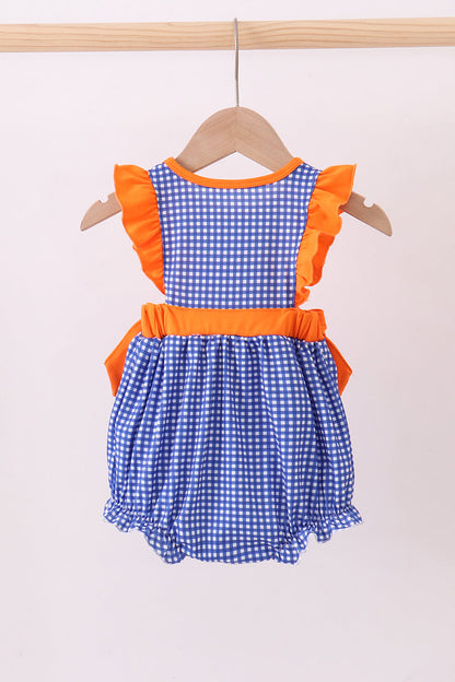 Blue Gingham Smocked Gator Bubble