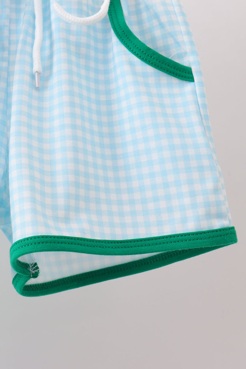 Green & Blue Gingham Short Set