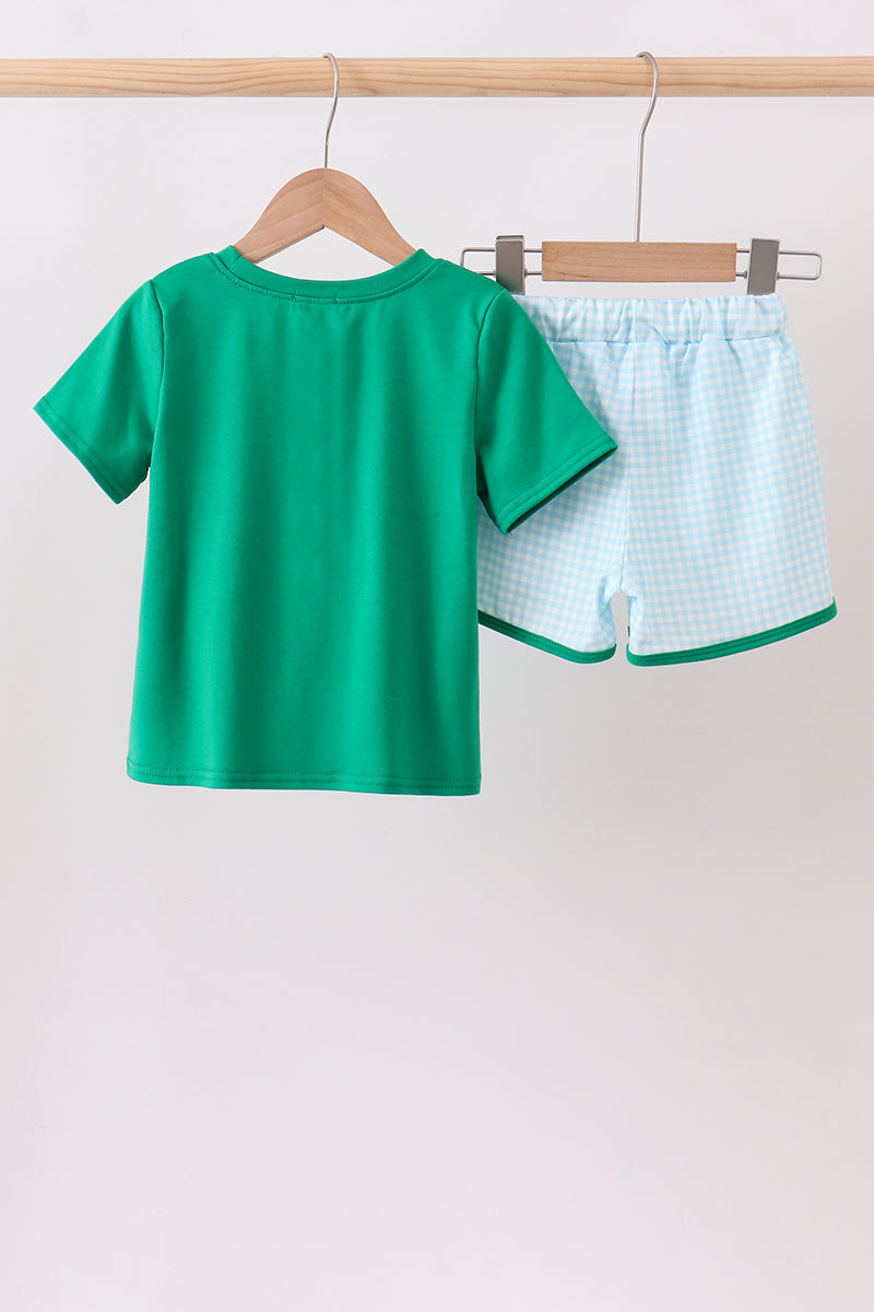 Green & Blue Gingham Short Set