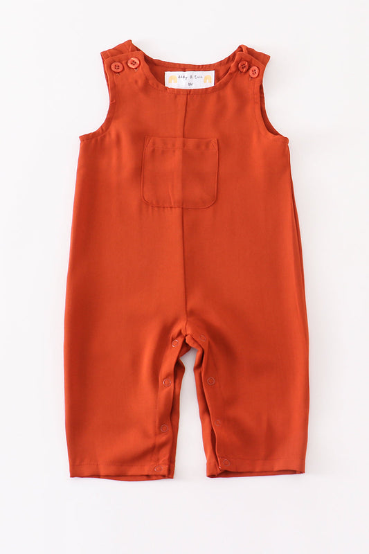 rust baby romper
sleeveless baby jumpsuit
baby romper with snaps
neutral baby outfit
toddler summer romper
baby boy or girl one-piece