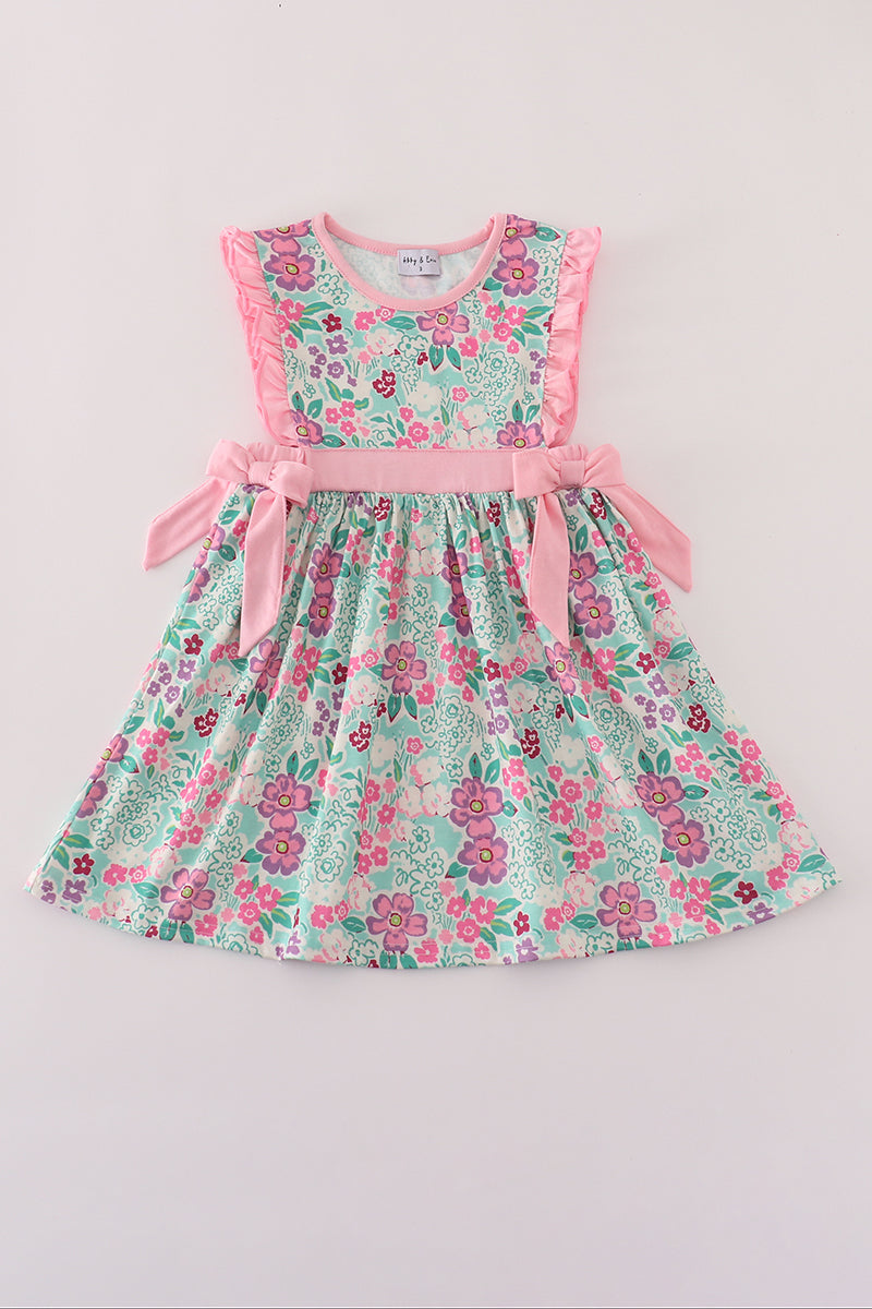 Garden Party Bow Dress – Pink & Mint Floral